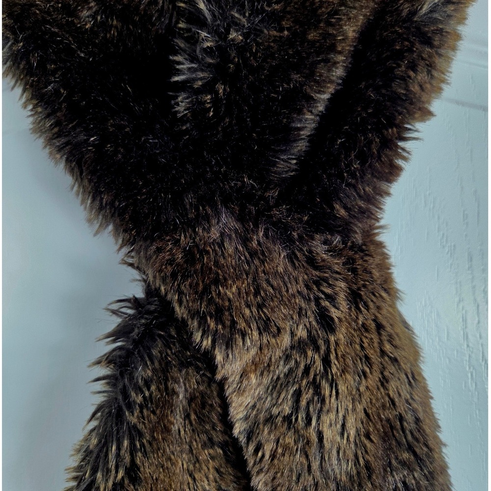 Restoration Hardware Faux‎ Fur Pull Through Scarf Brown Plush Winter Neck Warmer - Picture 3 of 4